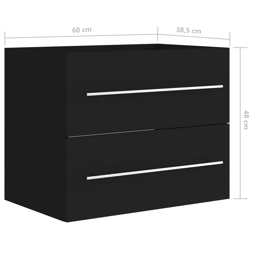 Washbasin Cabinet Black 60x38.5x48 cm Wood Material