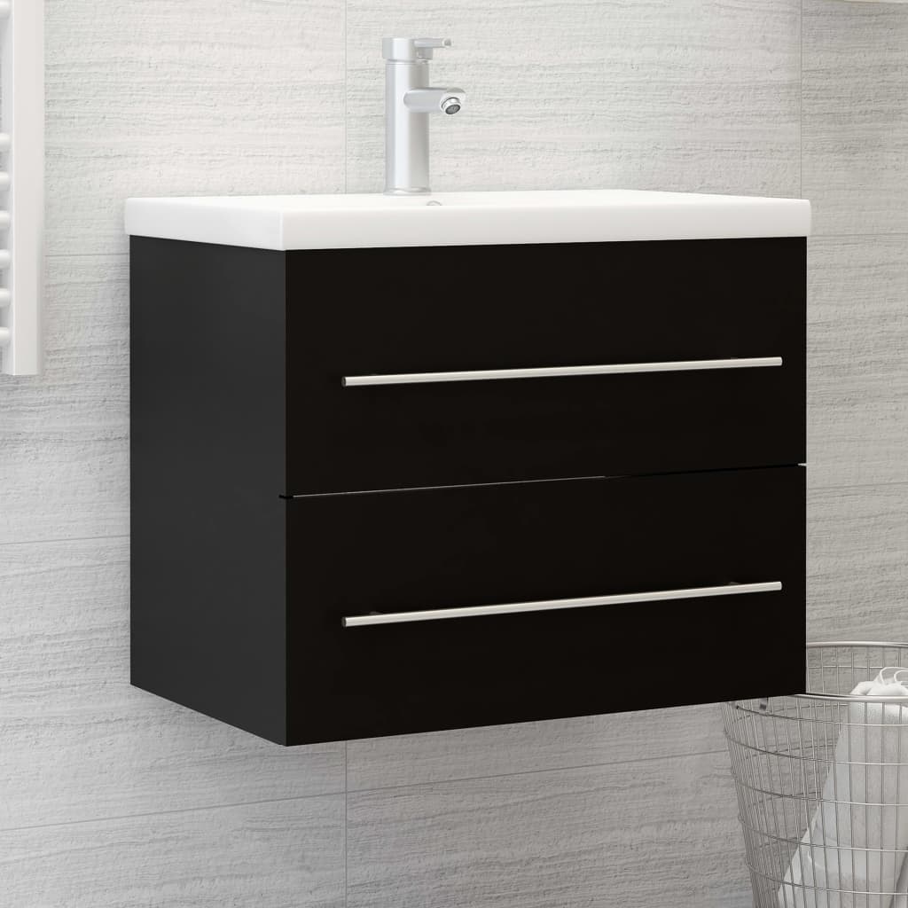 Washbasin Cabinet Black 60x38.5x48 cm Wood Material