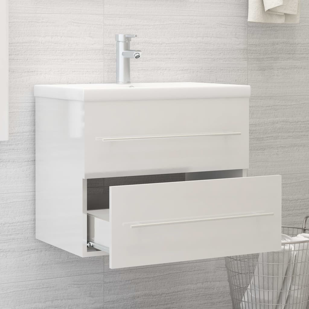 washbasin base cabinet high-gloss white 60x38.5x48 cm