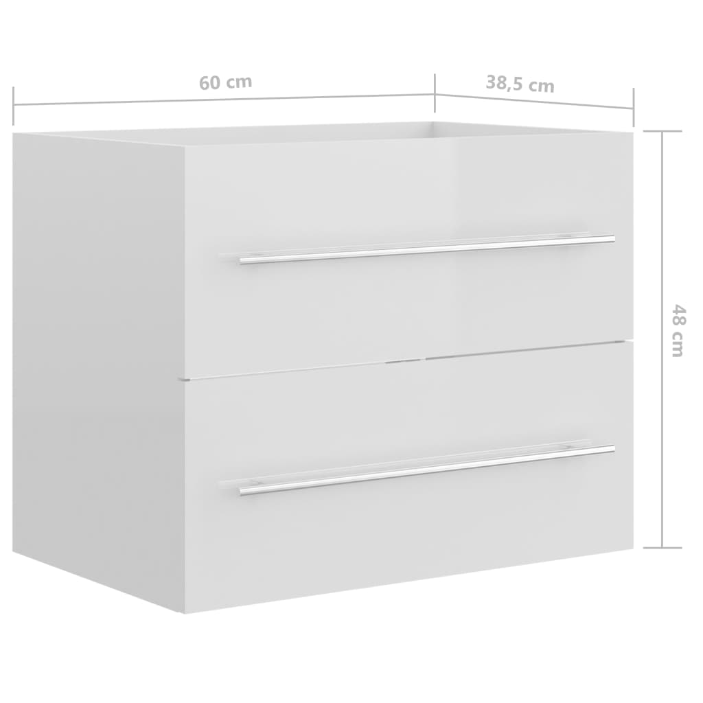 washbasin base cabinet high-gloss white 60x38.5x48 cm