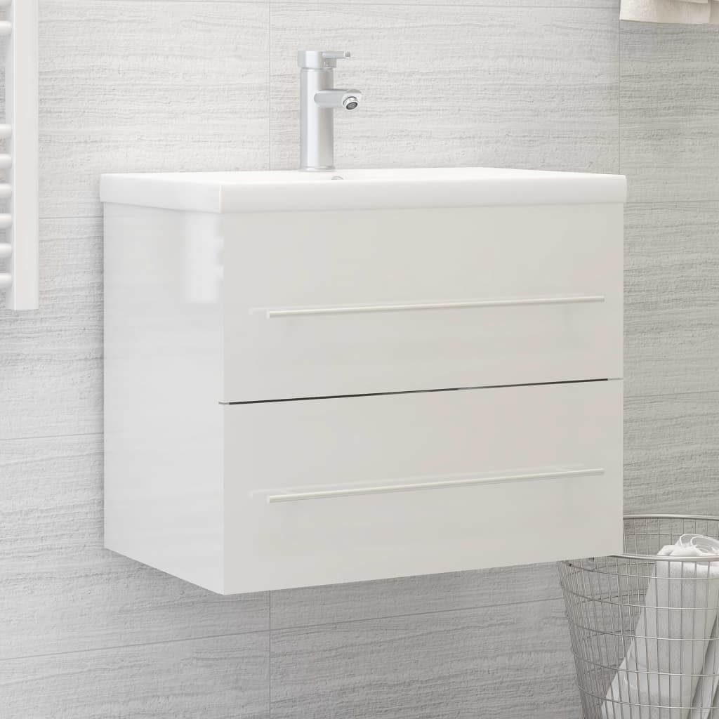 washbasin base cabinet high-gloss white 60x38.5x48 cm