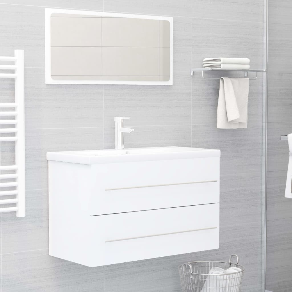 Washbasin Cabinet White 80x38.5x48 cm Wood Material