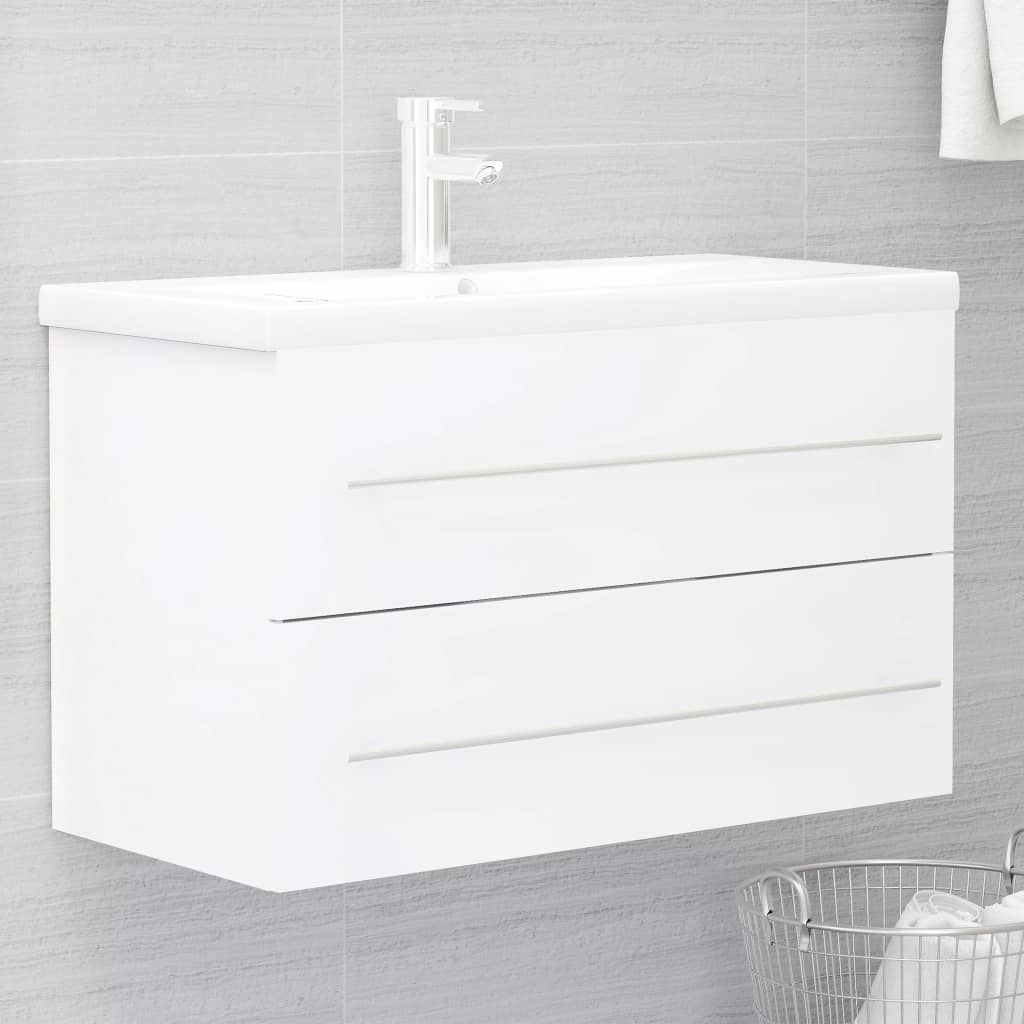 Washbasin Cabinet White 80x38.5x48 cm Wood Material