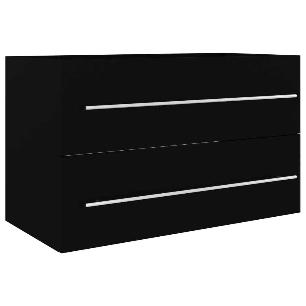 Washbasin Cabinet Black 80x38.5x48 cm Wood Material