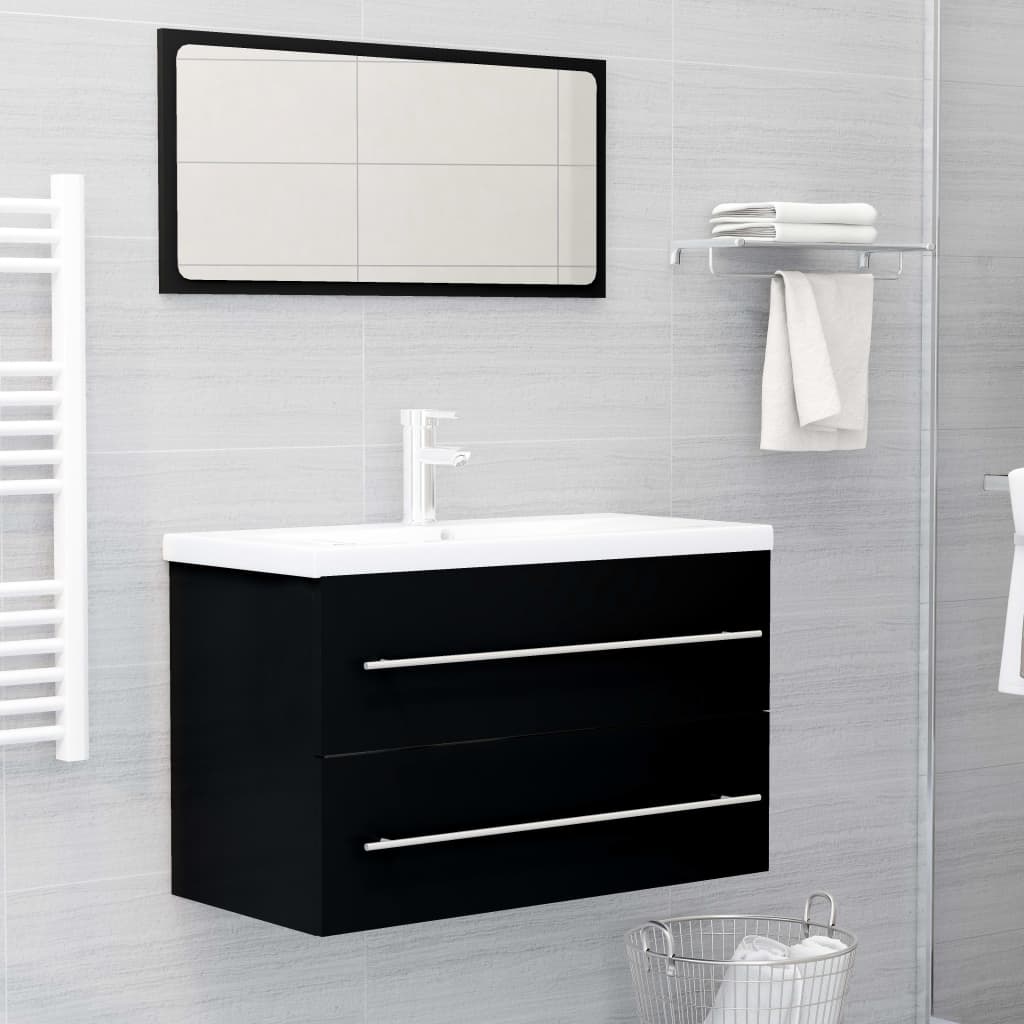 Washbasin Cabinet Black 80x38.5x48 cm Wood Material