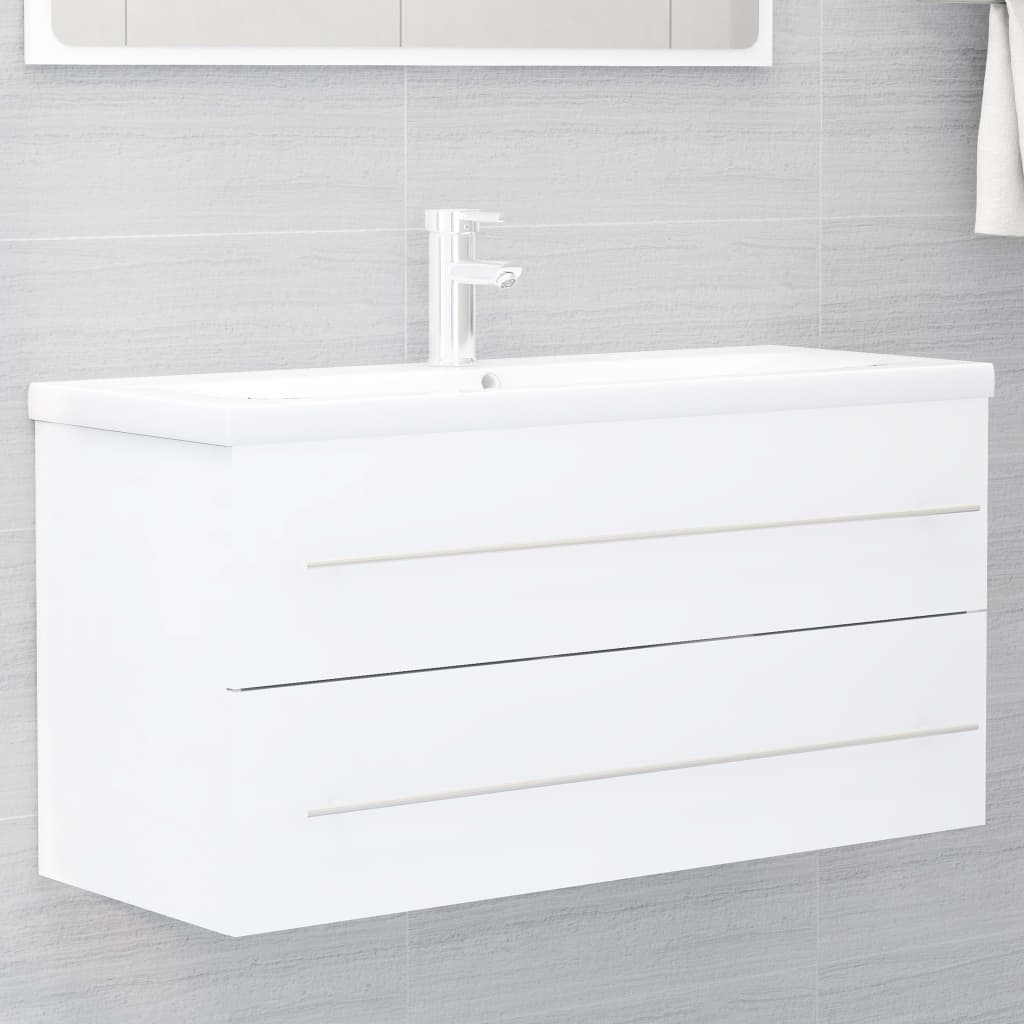 Washbasin Cabinet White 100x38.5x48 cm Wood Material