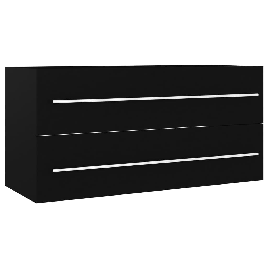 Washbasin Cabinet Black 100x38.5x48 cm Wood Material