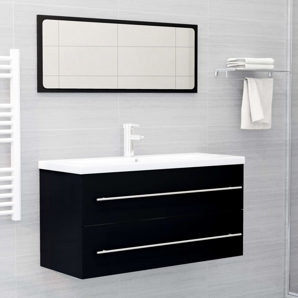 Washbasin Cabinet Black 100x38.5x48 cm Wood Material