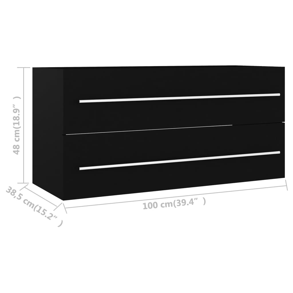 Washbasin Cabinet Black 100x38.5x48 cm Wood Material