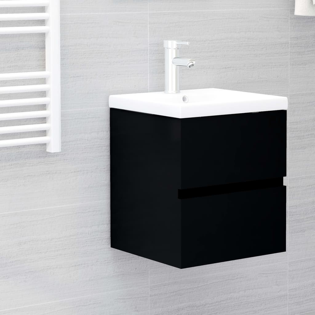 Washbasin Cabinet Black 41x38.5x45 cm Wood Material