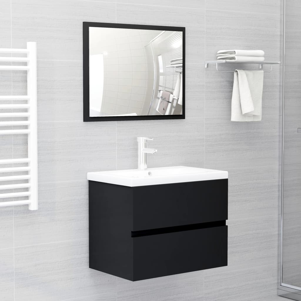 Washbasin Cabinet Black 60x38.5x45 cm Wood Material