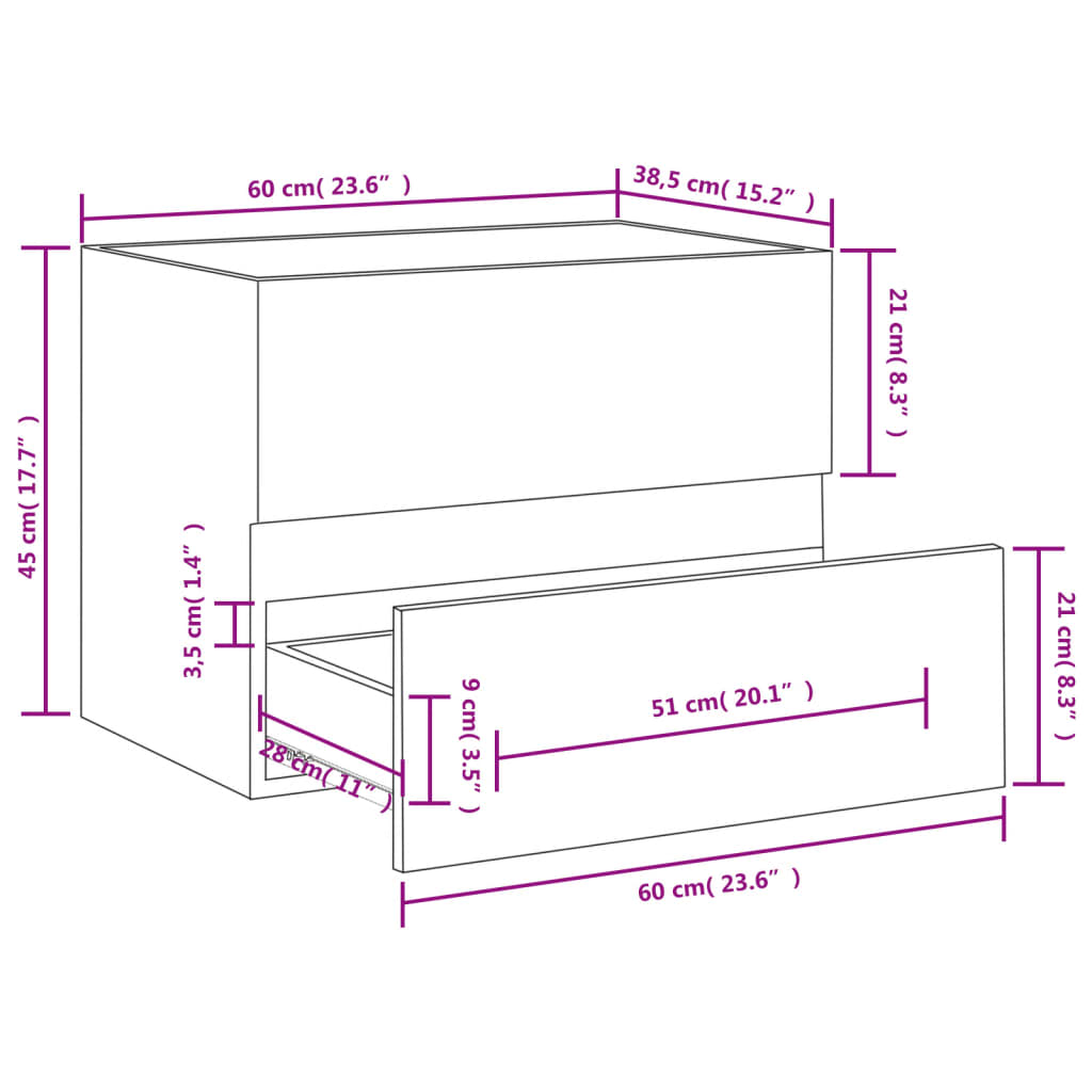 Washbasin Cabinet Black 60x38.5x45 cm Wood Material