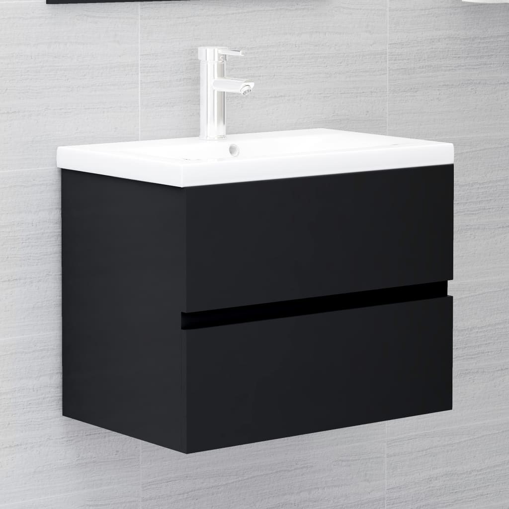 Washbasin Cabinet Black 60x38.5x45 cm Wood Material