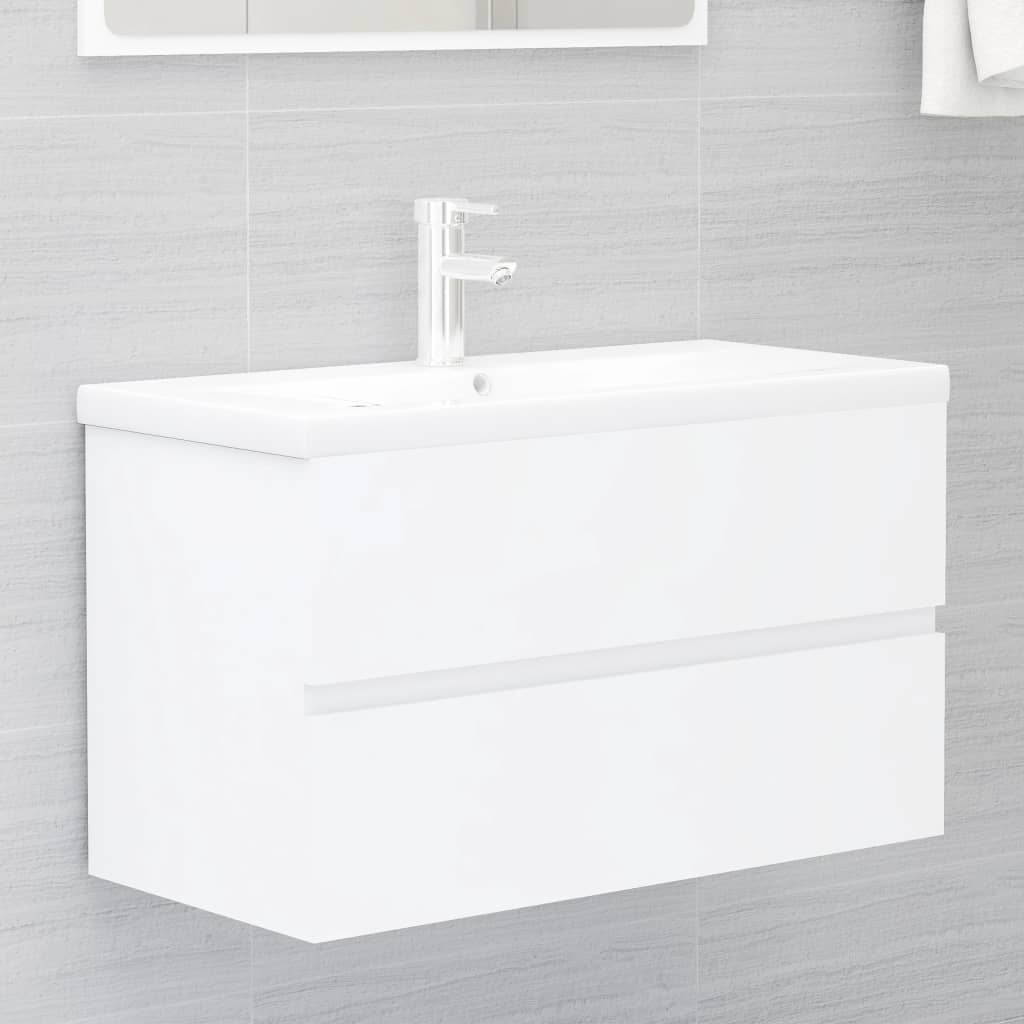 Washbasin Cabinet White 80x38.5x45 cm Wood Material