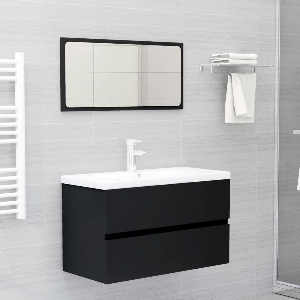 Washbasin Cabinet Black 80x38.5x45 cm Wood Material