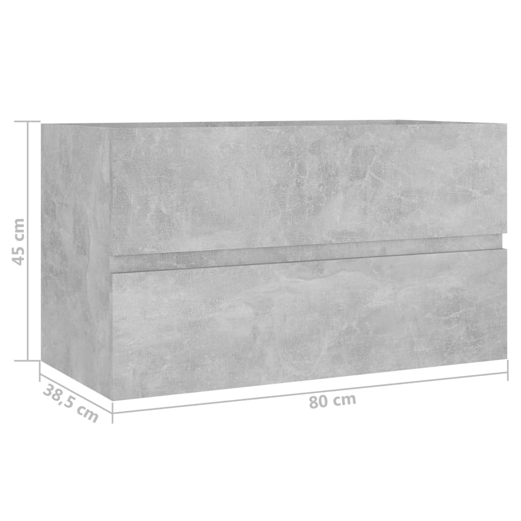 Washbasin base cabinet concrete grey 80x38.5x45 cm wood material