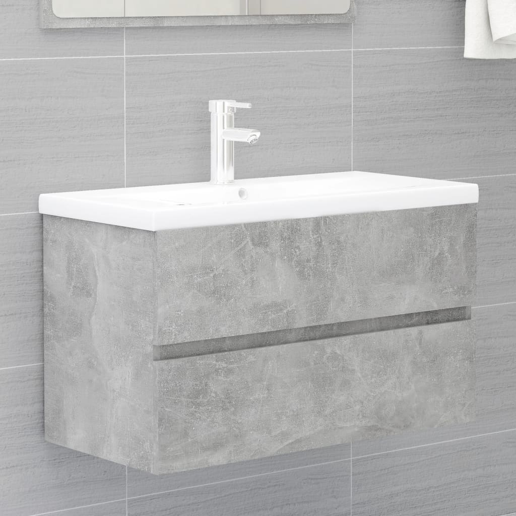 Washbasin base cabinet concrete grey 80x38.5x45 cm wood material