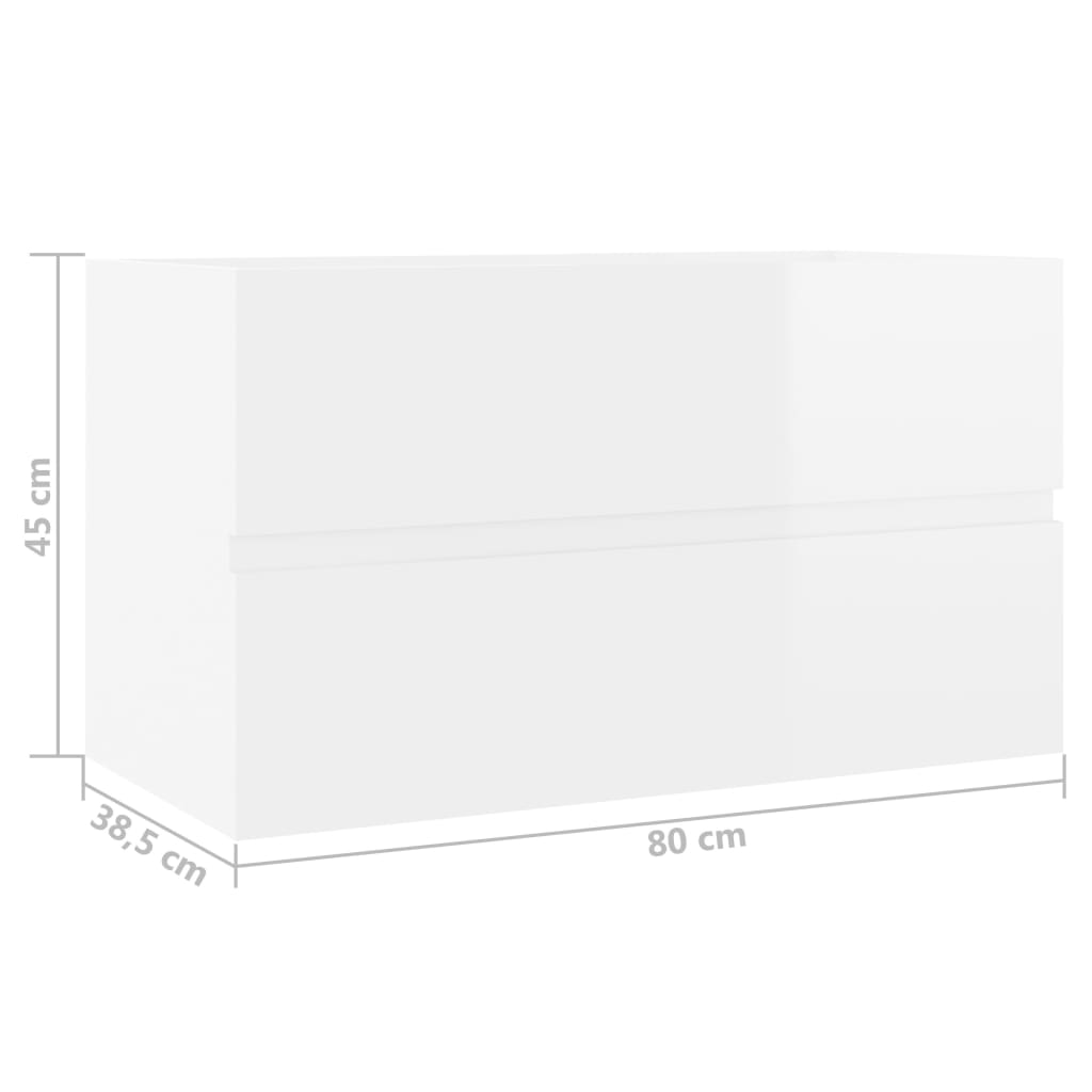 washbasin base cabinet high-gloss white 80x38.5x45 cm