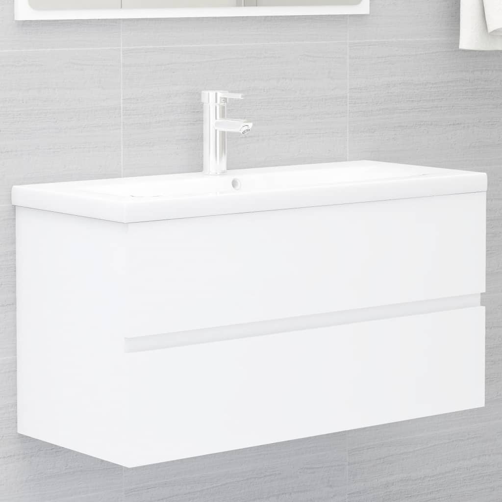 Washbasin Cabinet White 90x38.5x45 cm Wood Material