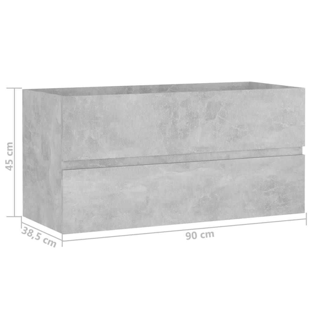 Washbasin base cabinet concrete grey 90x38.5x45 cm wood material