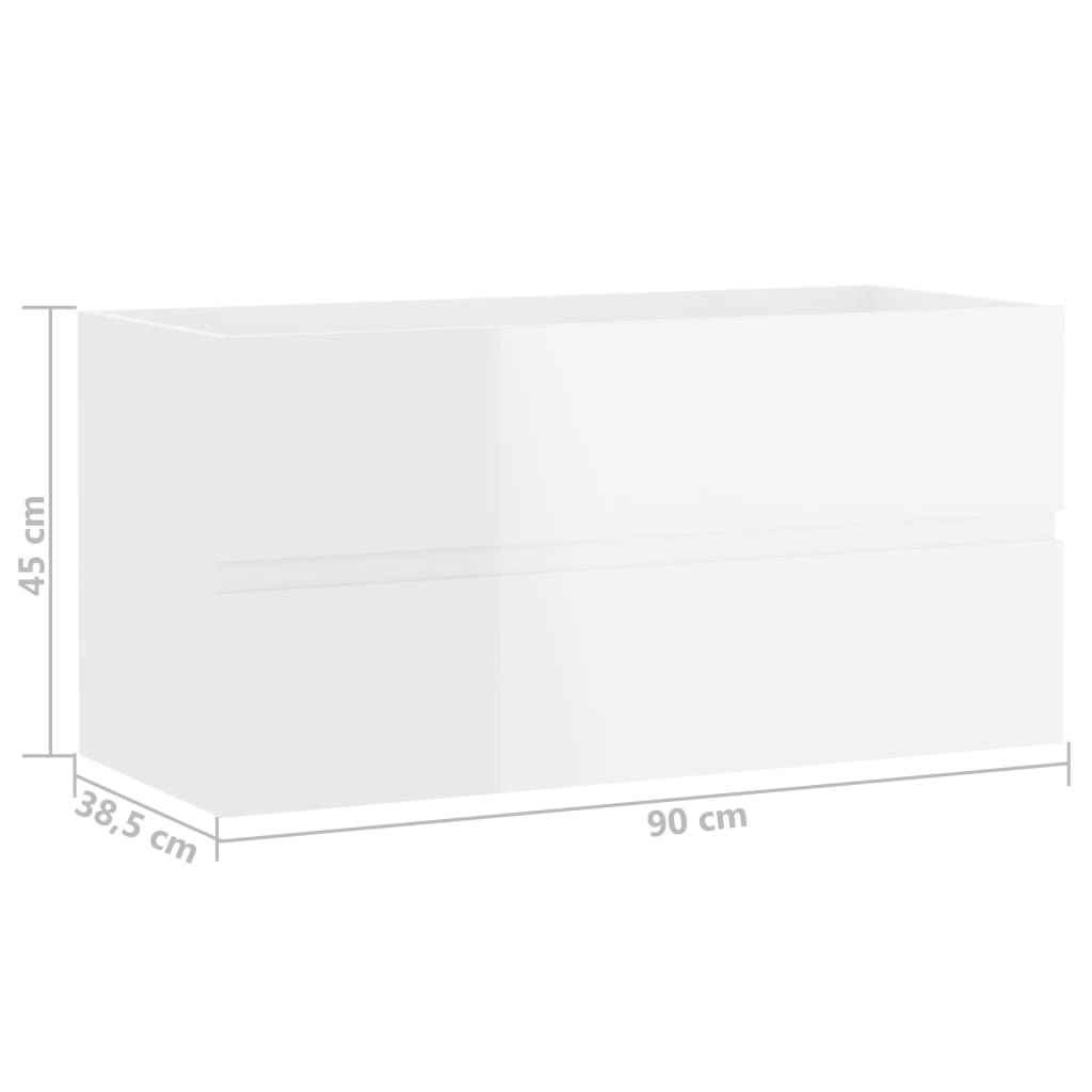 washbasin base cabinet high-gloss white 90x38.5x45 cm