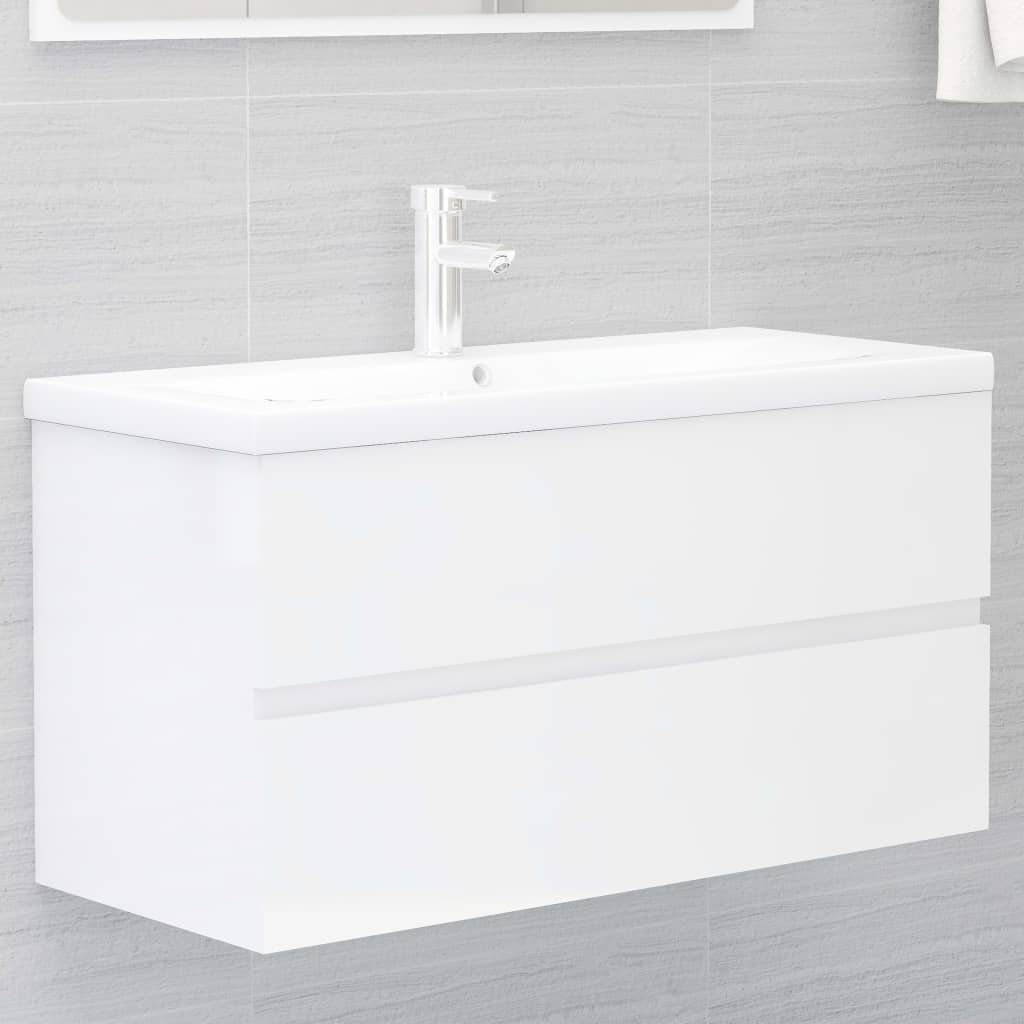 washbasin base cabinet high-gloss white 90x38.5x45 cm