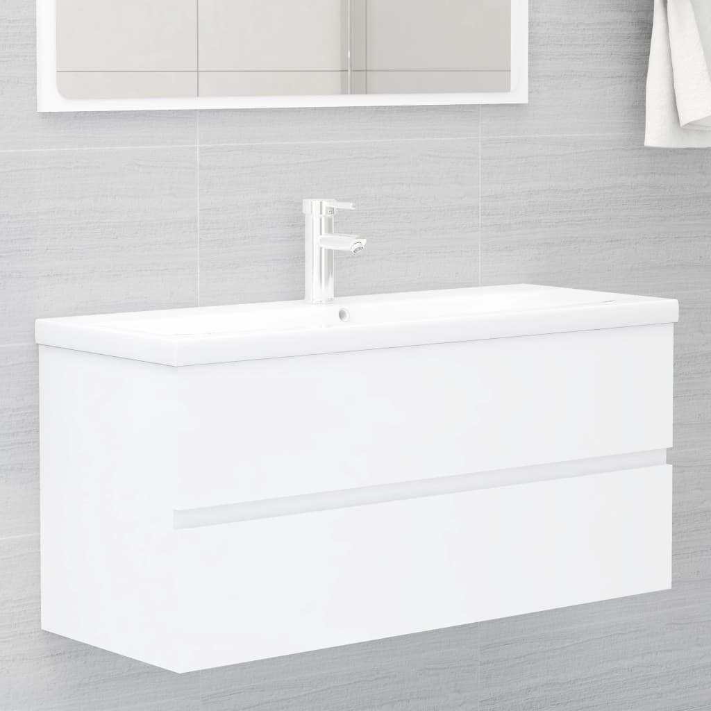 Washbasin Cabinet White 100x38.5x45 cm Wood Material