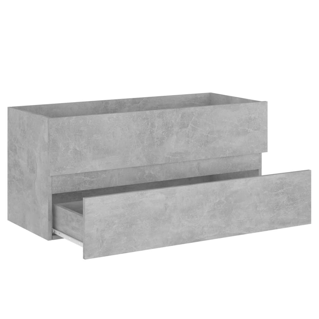 Washbasin base cabinet concrete grey 100x38.5x45 cm wood material