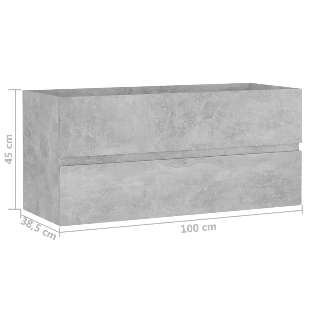 Washbasin base cabinet concrete grey 100x38.5x45 cm wood material