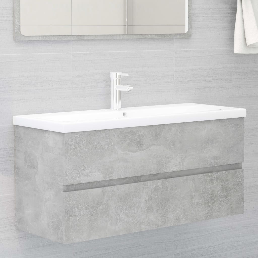 Washbasin base cabinet concrete grey 100x38.5x45 cm wood material