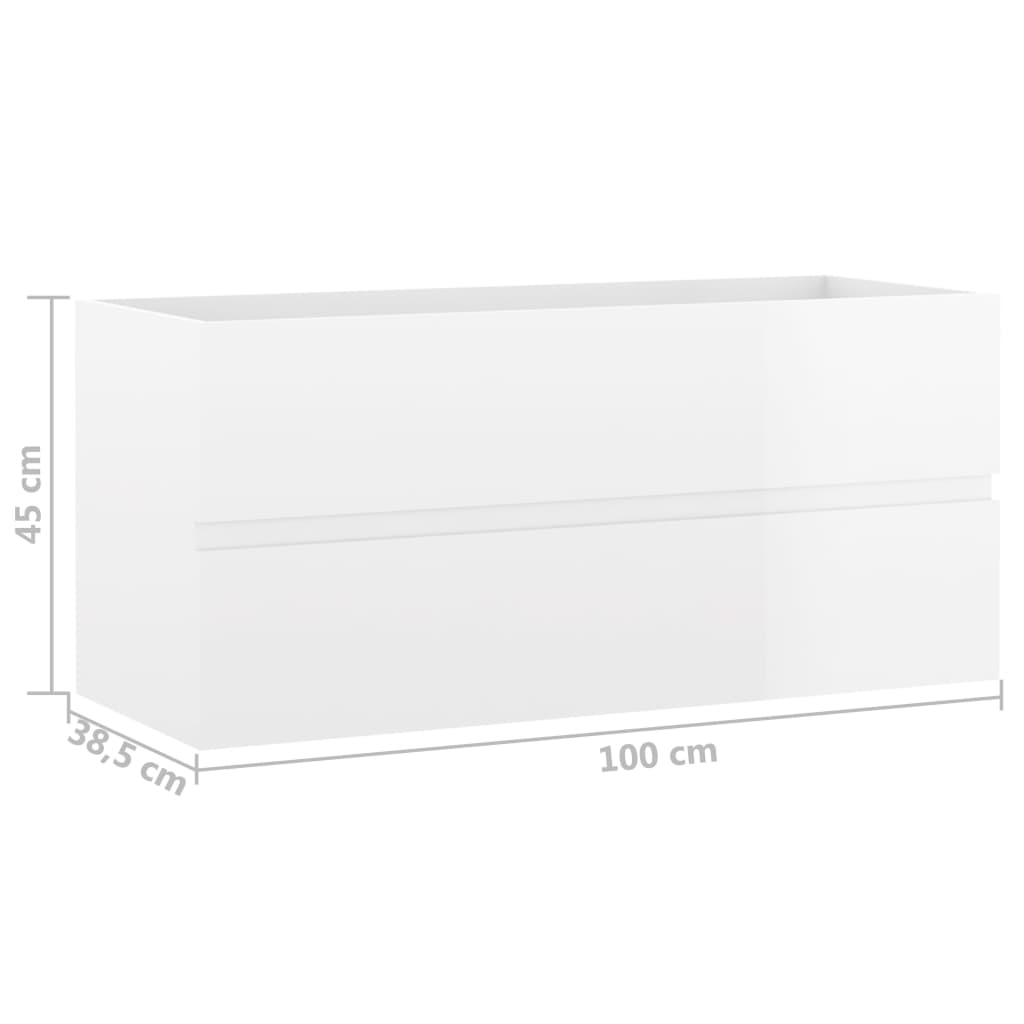 washbasin base cabinet high-gloss white 100x38.5x45 cm