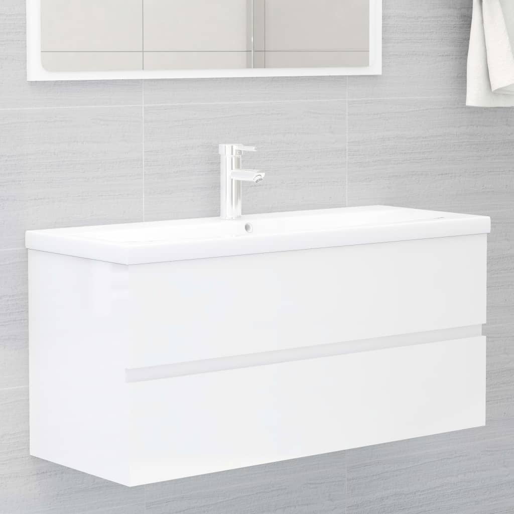 washbasin base cabinet high-gloss white 100x38.5x45 cm