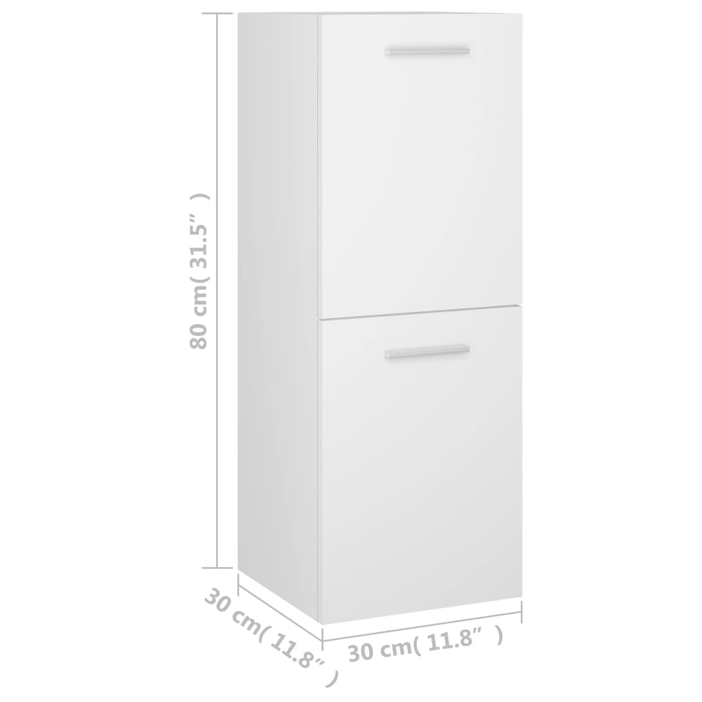 Bathroom Cabinet White 30x30x80 cm Wood Material