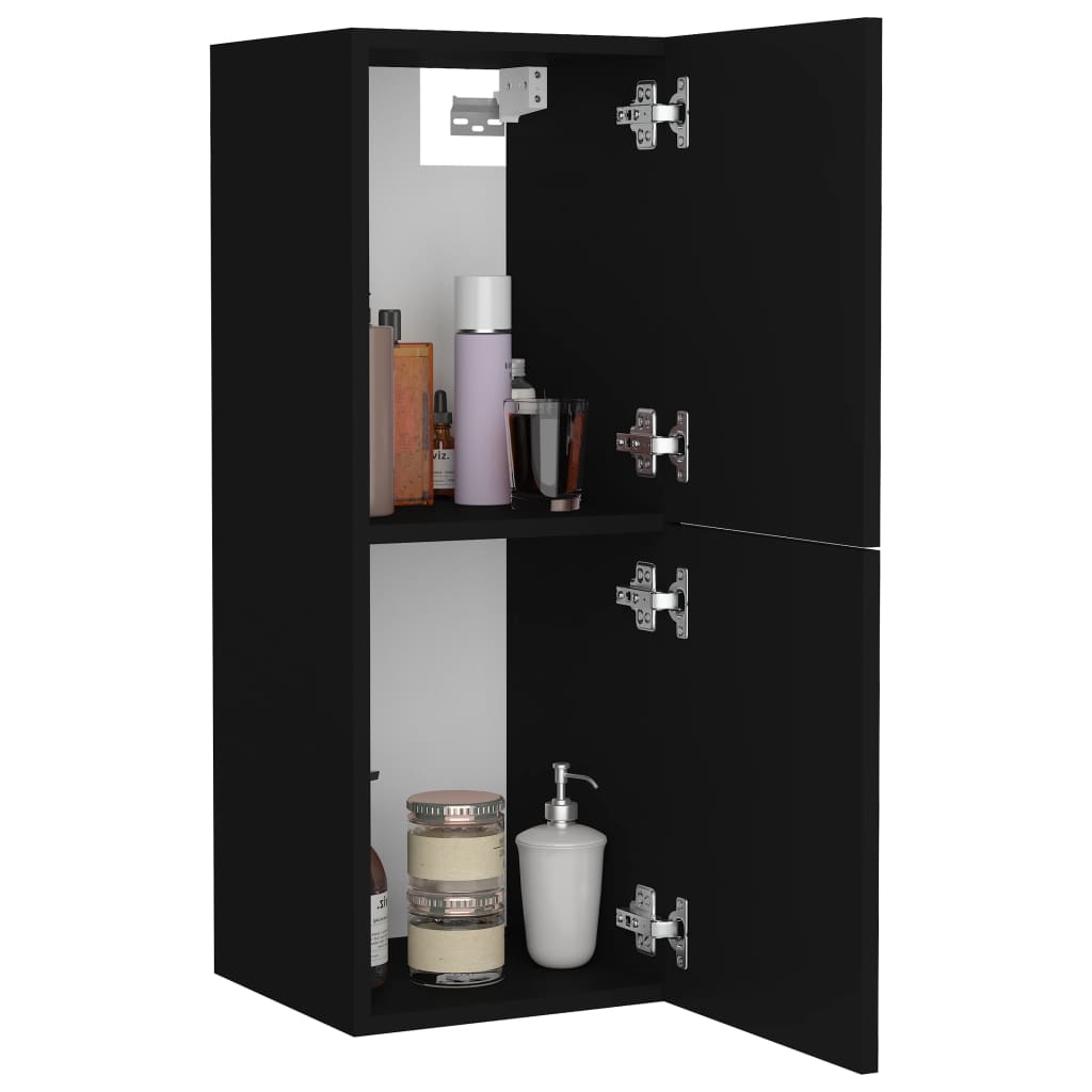 Bathroom Cabinet Black 30x30x80 cm Wood Material