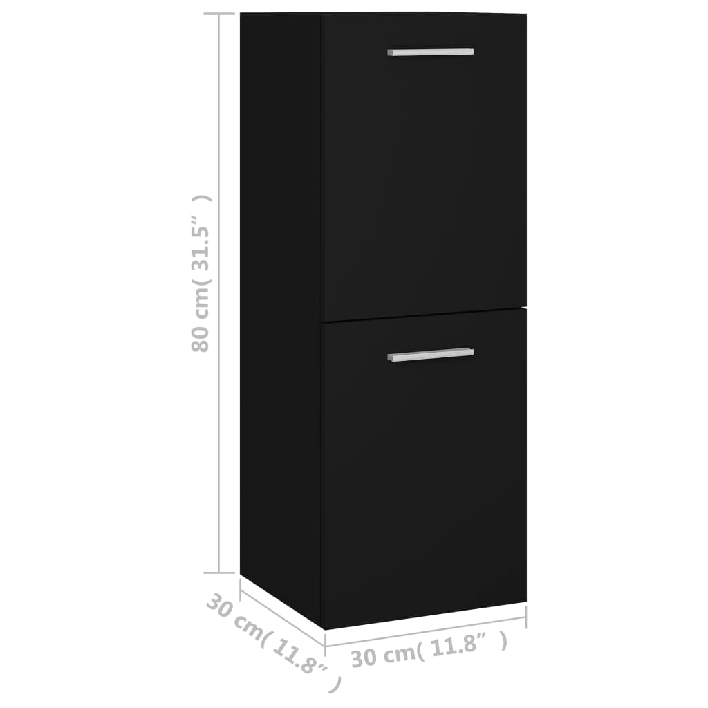 Bathroom Cabinet Black 30x30x80 cm Wood Material