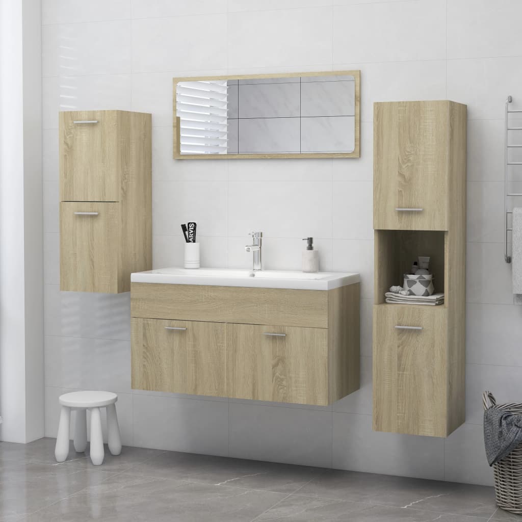 Bathroom Cabinet Sonoma Oak 30x30x80 cm Wood Material