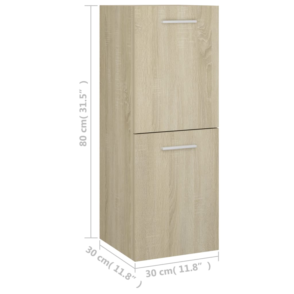 Bathroom Cabinet Sonoma Oak 30x30x80 cm Wood Material