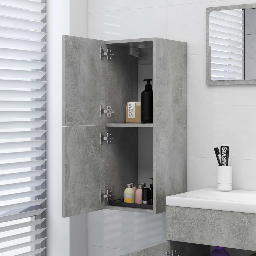 Bathroom Cabinet Concrete Grey 30x30x80 cm Wood Material