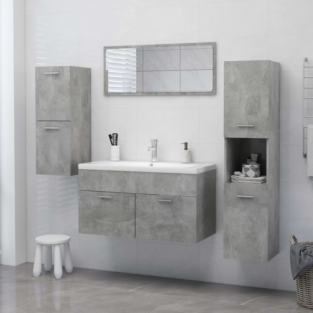 Bathroom Cabinet Concrete Grey 30x30x80 cm Wood Material