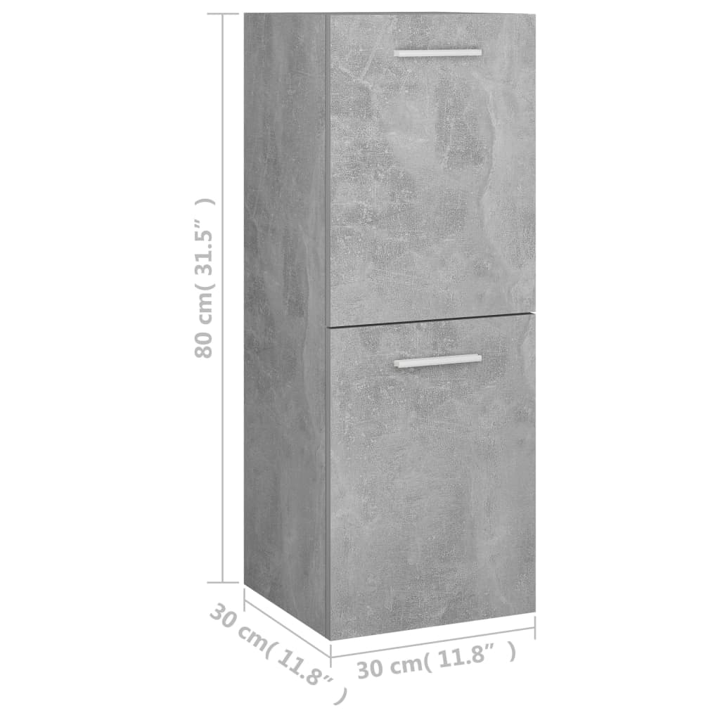 Bathroom Cabinet Concrete Grey 30x30x80 cm Wood Material