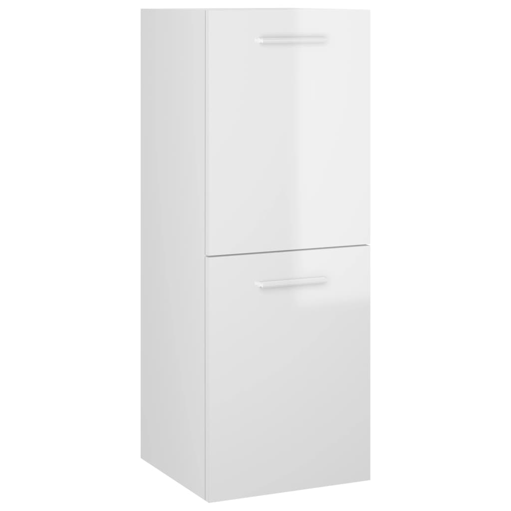 Bathroom Cabinet High Gloss White 30x30x80 cm Wood Material