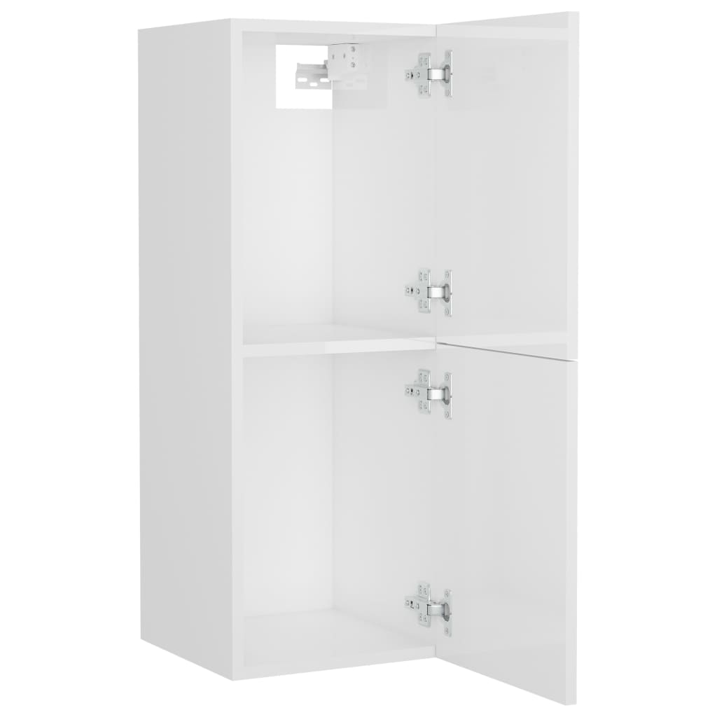 Bathroom Cabinet High Gloss White 30x30x80 cm Wood Material