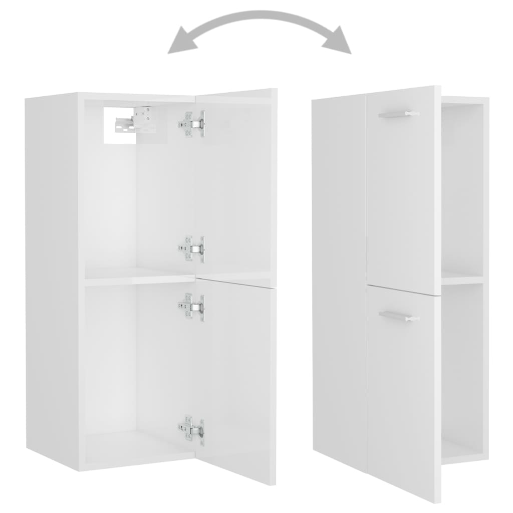 Bathroom Cabinet High Gloss White 30x30x80 cm Wood Material