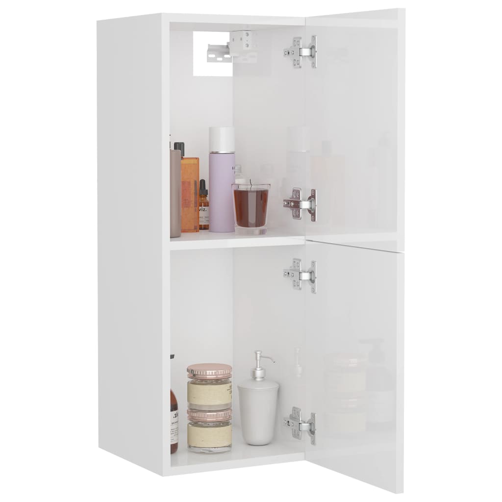 Bathroom Cabinet High Gloss White 30x30x80 cm Wood Material