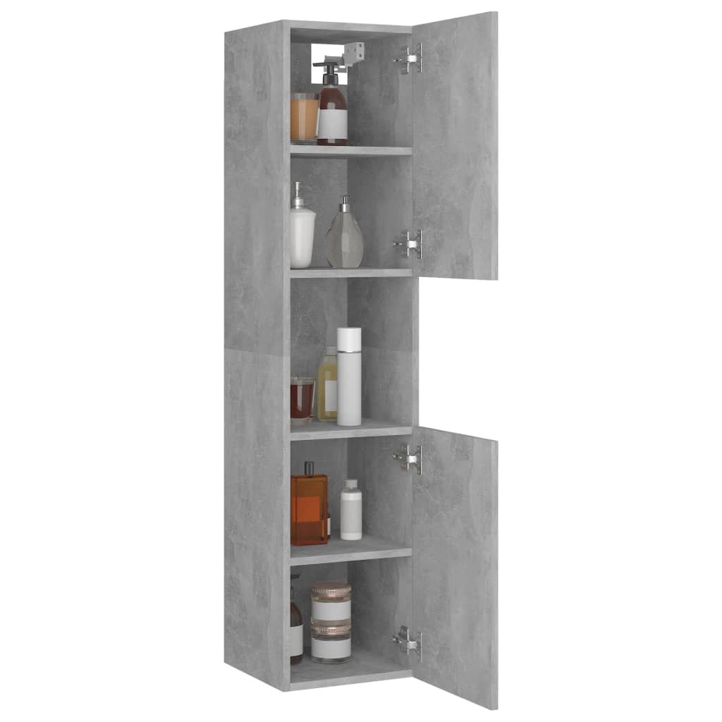 Bathroom Cabinet Concrete Grey 30x30x130 cm Wood Material