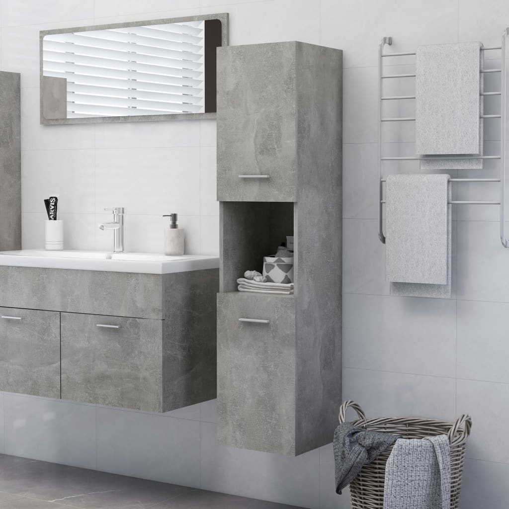 Bathroom Cabinet Concrete Grey 30x30x130 cm Wood Material