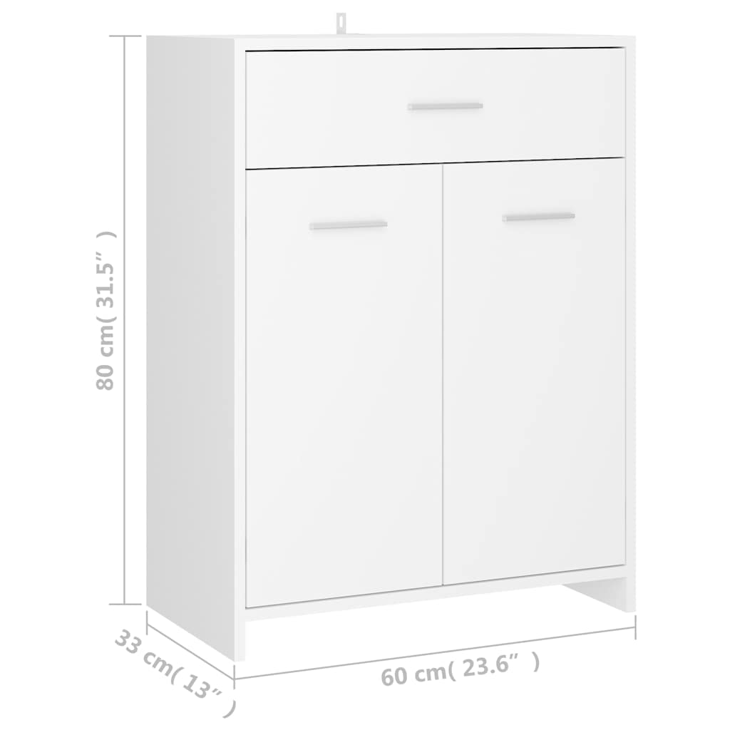 Bathroom Cabinet White 60x33x80 cm Wood Material