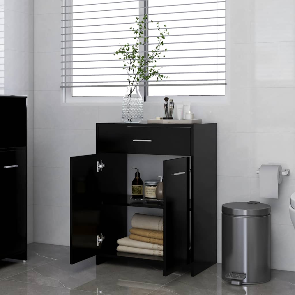 Bathroom Cabinet Black 60x33x80 cm Wood Material