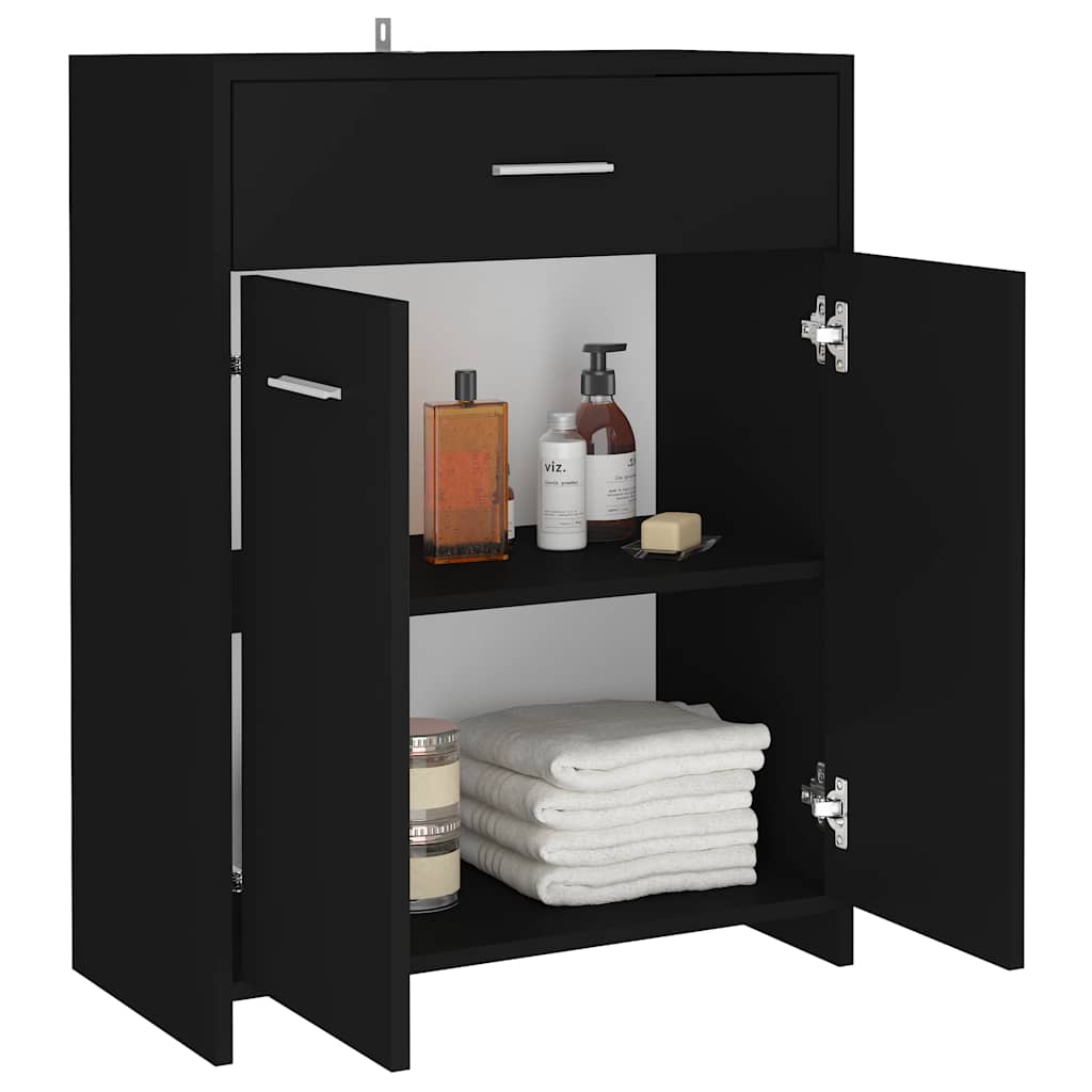 Bathroom Cabinet Black 60x33x80 cm Wood Material