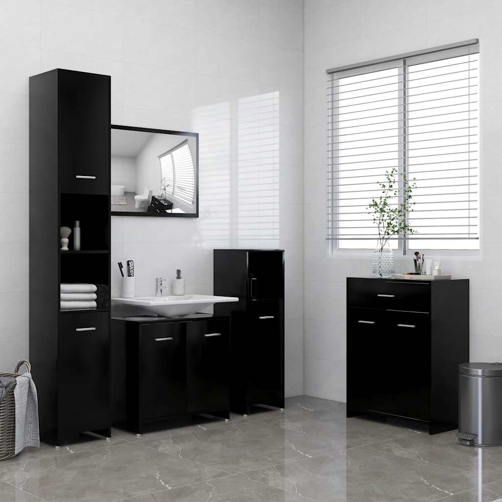 Bathroom Cabinet Black 60x33x80 cm Wood Material